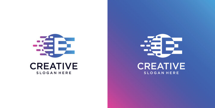 ikon logo E awal teknologi digital