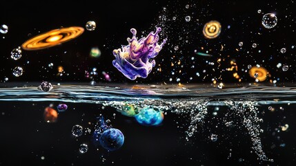 Poster - Ink drop expansion in water cosmic theme artistic photography abstract close-up perspective visual exploration