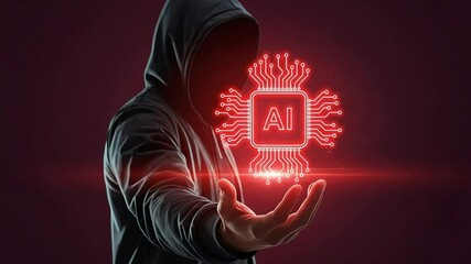 Poster - Man in suit interacting with a robot on a tablet displaying speech bubbles and digital waveforms