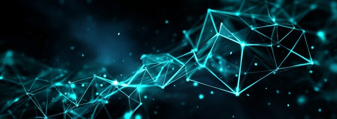 Fototapete - Abstract Background with Glowing Lines and Shapes in a Mysterious Digital Universe
