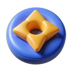 Fototapete - 3d illustration of blue circle with orange star shape on top isolated on white background
