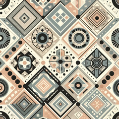 Poster - Geometric Seamless Pattern Abstract Shapes and Ethnic Designs