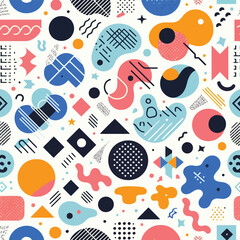 Poster - Abstract Geometric Seamless Pattern Colorful Shapes and Lines Design