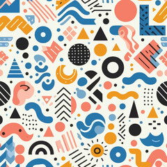 Poster - Abstract Geometric Seamless Pattern Design Colorful Shapes and Lines