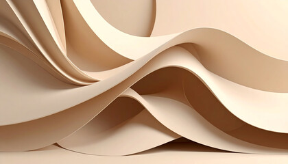 Poster - Abstract flowing shapes in soft beige tones create a sense of movement and elegance, showcasing modern design aesthetics