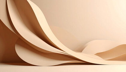 Poster - Abstract, flowing shapes in soft beige tones create a minimalist and elegant backdrop, emphasizing smooth curves and organic forms