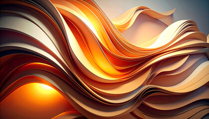 Poster - Abstract wave patterns in warm tones create a visually striking composition, emphasizing fluidity and movement through layered forms