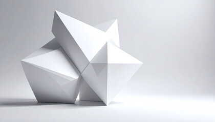 Poster - Abstract geometric shapes in white, creating a modern and minimalist aesthetic against a light background