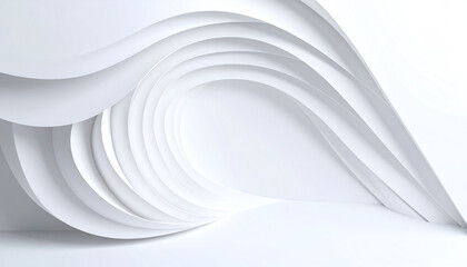 Poster - Abstract white waves create a modern, minimalist space, emphasizing fluidity and elegance in design