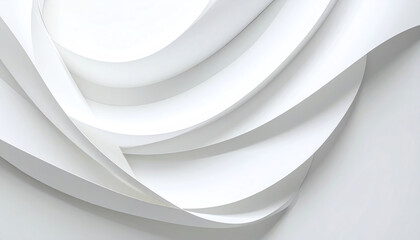 Poster - Abstract white curves create a modern, minimalist design, evoking a sense of fluidity and elegance in a serene space