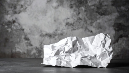 Poster - Crumpled white paper on a textured gray surface, highlighting simplicity and minimalism in design