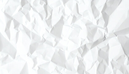 Poster - Crumpled white paper texture creating an abstract, minimalist background with soft shadows and highlights