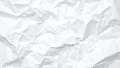Poster - Crumpled white paper texture creating an abstract and minimalist background, ideal for various design projects and artistic expressions