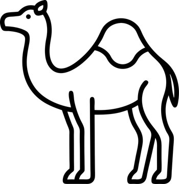 Line art  camels in various poses and positions walking