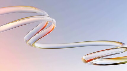 Poster - Metallic helix abstract background with flowing curves, soft pastel gradient, reflecting light and texture creates a modern design