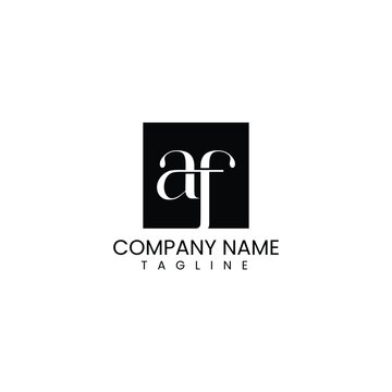 letter a and letter f with square modern logo designs
