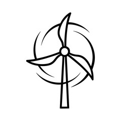 Fototapete - Simple black and white illustration of a wind turbine generating energy.