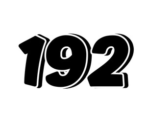 Poster - Stylized black number 192 on transparent background, with a bold, 3D appearance and shadow effects for added depth and dimension.
