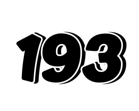 Stylized black number 193 on transparent background, with a bold, 3D appearance and shadow effects for added depth and dimension.