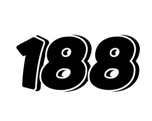 Poster - Stylized black number 188 on transparent background, with a bold, 3D appearance and shadow effects for added depth and dimension.
