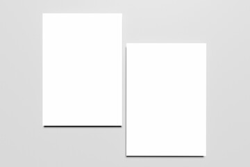 Poster - A4, A5, blank mockup isolated 3d rendering. Paper, Magazine Gray background