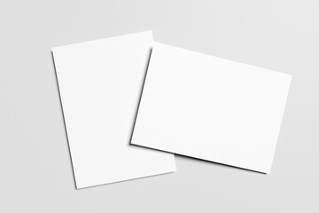 Poster - A4, A5, blank mockup isolated 3d rendering. Paper, Magazine Gray background