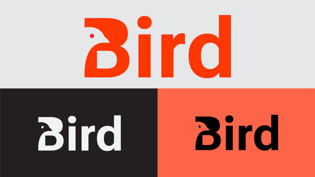 Creative Modern Bird Logo Typography Design with Letter B Integration for Nature and Wildlife Branding