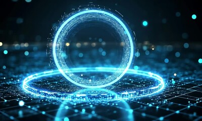 Fototapete - Abstract digital ring structure