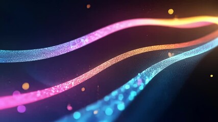 Aufkleber - Creating an abstract background with glowing particles, forming a colorful wave in a dark digital space, results in a dynamic and vibrant visual effect full of energy and movement