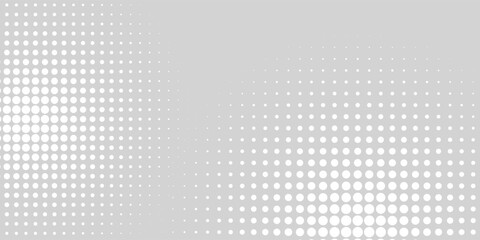 Poster - Dot white gray wave light technology texture background. Abstract vector illustration
