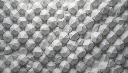Poster - A textured background of white origami polyhedra shapes provides an abstract geometric pattern perfect for modern designs and creative projects.