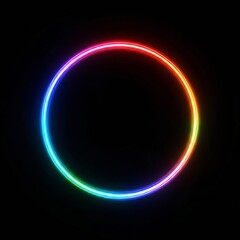 Poster - Vibrant Neon Ring Illuminates the Darkness with a Spectrum of Colors