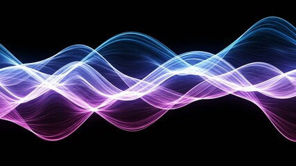Poster - Abstract Digital Waves of Light Particles Flowing Through Space