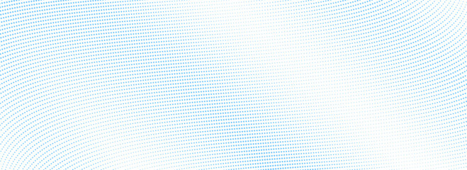 Poster - Abstract blue wave dotted line background. Light blue dynamic dash stripe texture. Warped and curved lines wallpaper for tech design template, presentation, brochure, leaflet, booklet. Vector backdrop