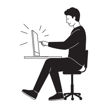 Man working on computer illustration depicting office work and information technology focus
