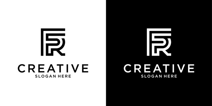 FR of RF initial letter logo design vector