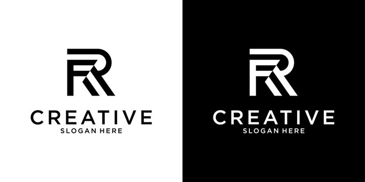 FR of RF initial letter logo design vector