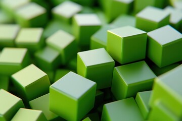 Poster - Composition of green cubes creating an abstract representation in a 3D space, Green cubes composition Abstract computer generated background Seamless 3D render