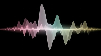 Poster - Abstract pastel waveform on black background, resembling sound waves or data visualization with peaks and valleys showing varying amplitude