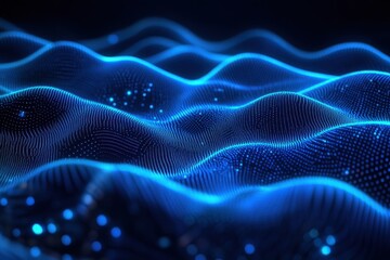 Poster - Smooth blue wavy lights create an abstract background effect for artistic design and digital art, blue wavy smooth lights able background