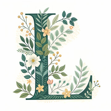 botanical capital letter l vector