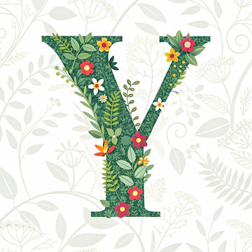 botanical capital letter y vector