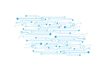 Aufkleber - Vectors White and blue abstract geometric dots and lines connection circuit concept.