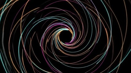 Poster - Colorful swirling light trails on black background, creating a hypnotic vortex effect