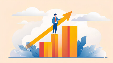 Poster - Successful business, growth strategy and achieving goals with the rising arrow. Business strategy development and growing growth plan.Growth graph of business.