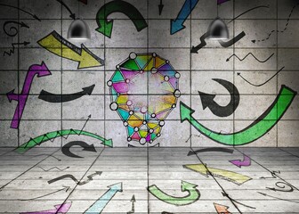 Poster - Mosaic light bulb in grey room