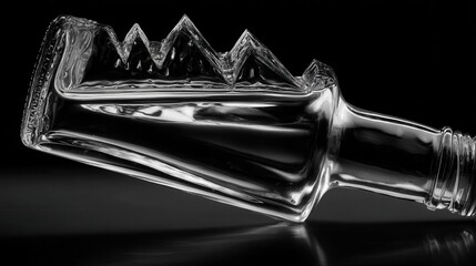 Poster - A broken glass bottle lies on a dark surface.