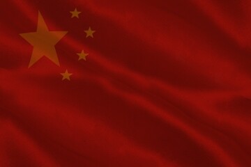 Poster - Close-up of waving Chinese flag
