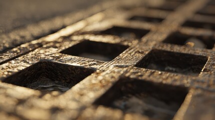 Poster - Close-up view of a patterned metal grate.