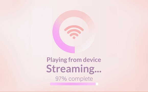 Composite image of streaming text with wi-fi icon
